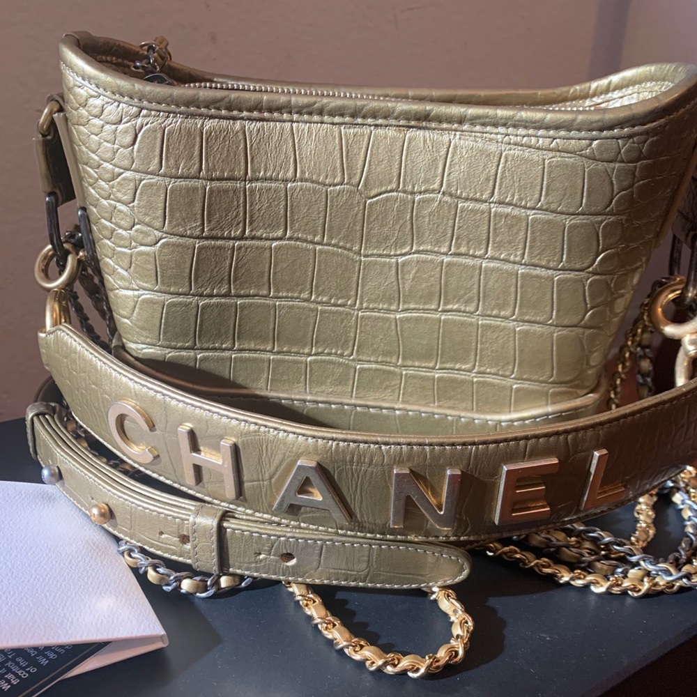 Chanel Gabrielle Embossed Croc Size Small